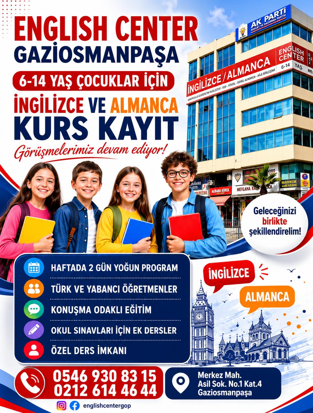 ÇOCUKLAR İÇİN İNGİLİZCE VE ALMANCA KURSU GAZİOSMANPAŞA
